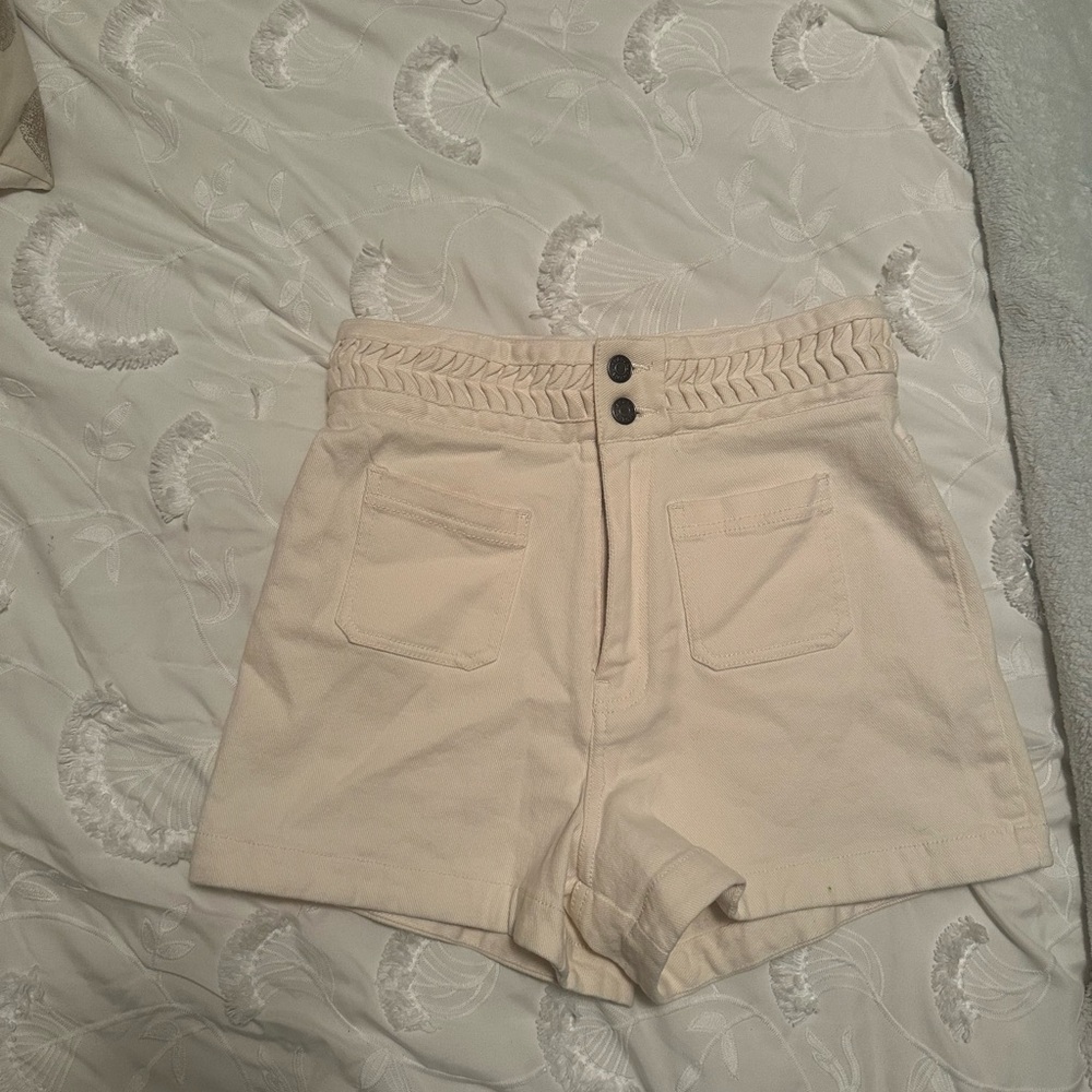 Magali Pascal High Waist Cream Women's Shorts